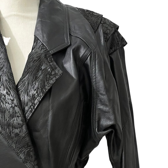 CHIA Black Leather Suede Blazer Jacket Genuine Leather Tailored Moto M - Picture 5 of 10